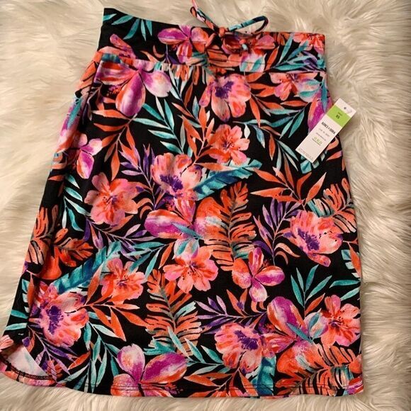 New Agnes & Dora hibiscus flower print skirt with tie waist stretch‎ - Picture 3 of 6